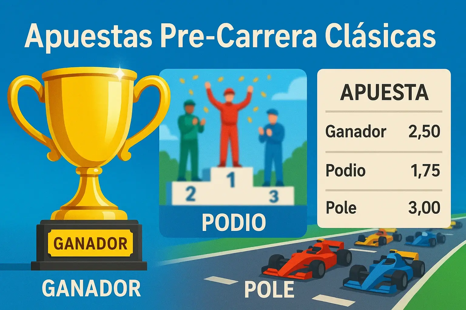 Apuestas clásicas pre-carrera: ganador, podio y pole position en Fórmula 1