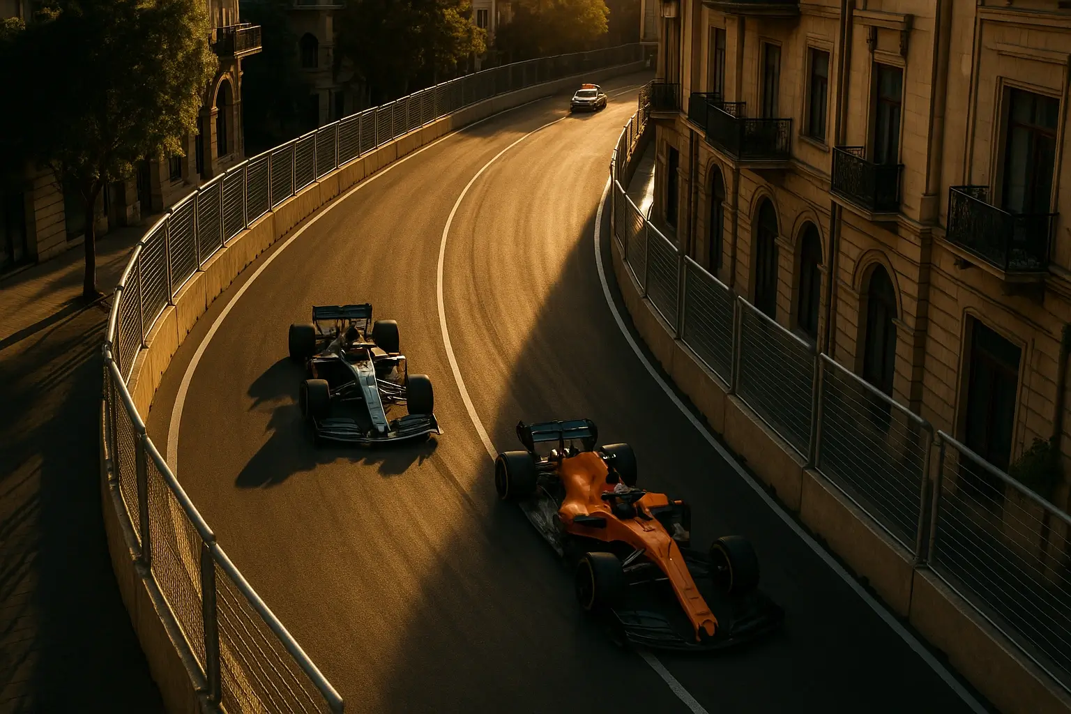 Circuitos urbanos caóticos de Fórmula 1 como Bakú y Mónaco con muros