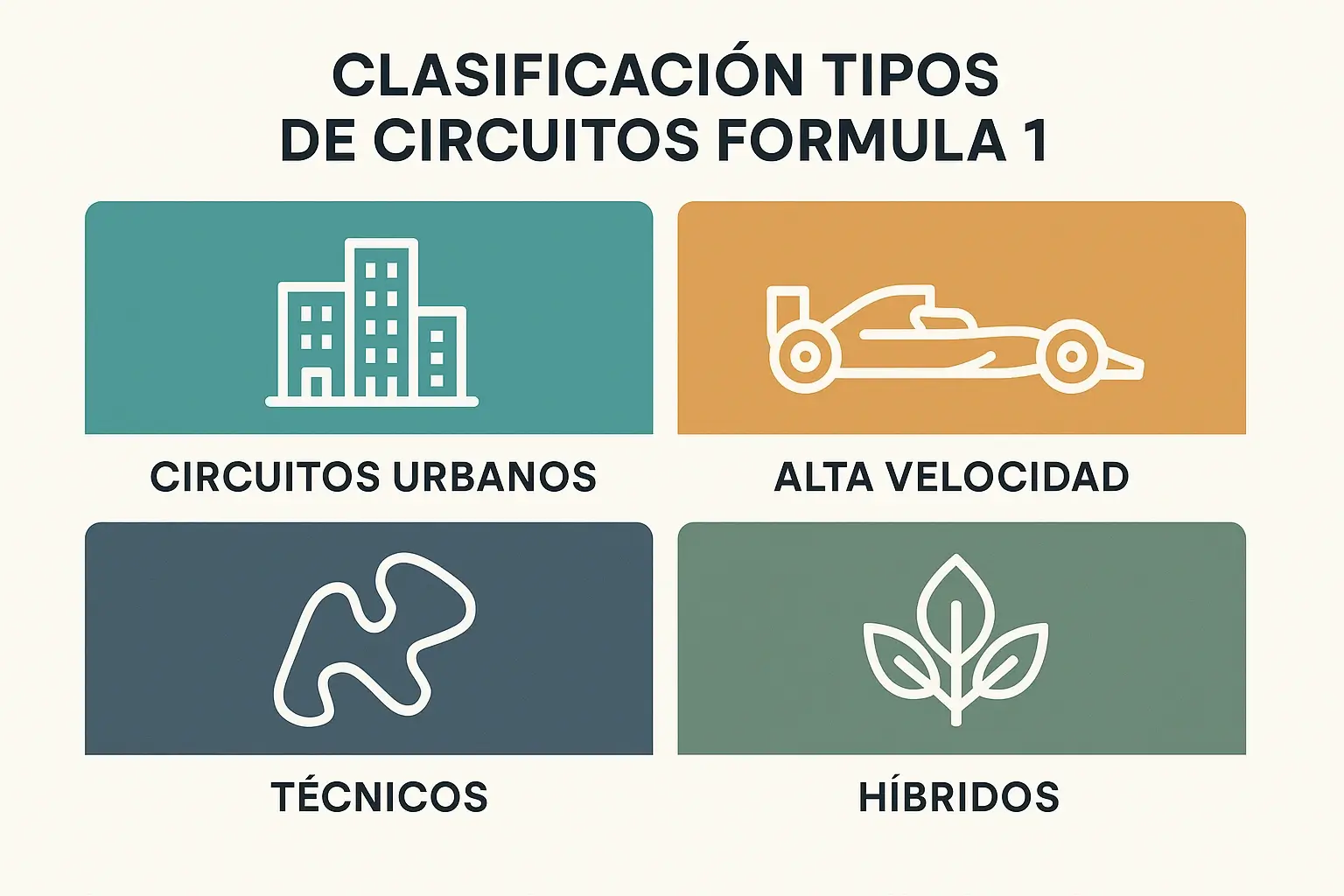 Clasificación de cuatro tipos de circuitos de Fórmula 1 para apuestas