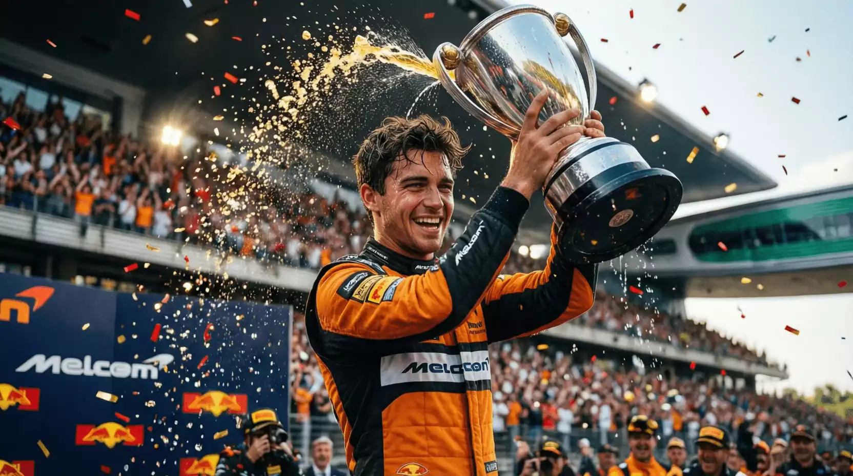 Lando Norris celebrando el campeonato del mundo de Fórmula 1 2025