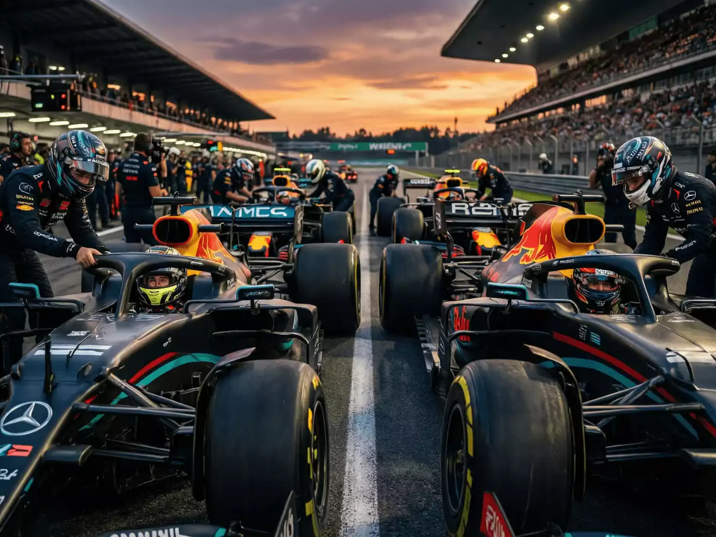 Rookies de F1 2025 preparándose en la parrilla de salida