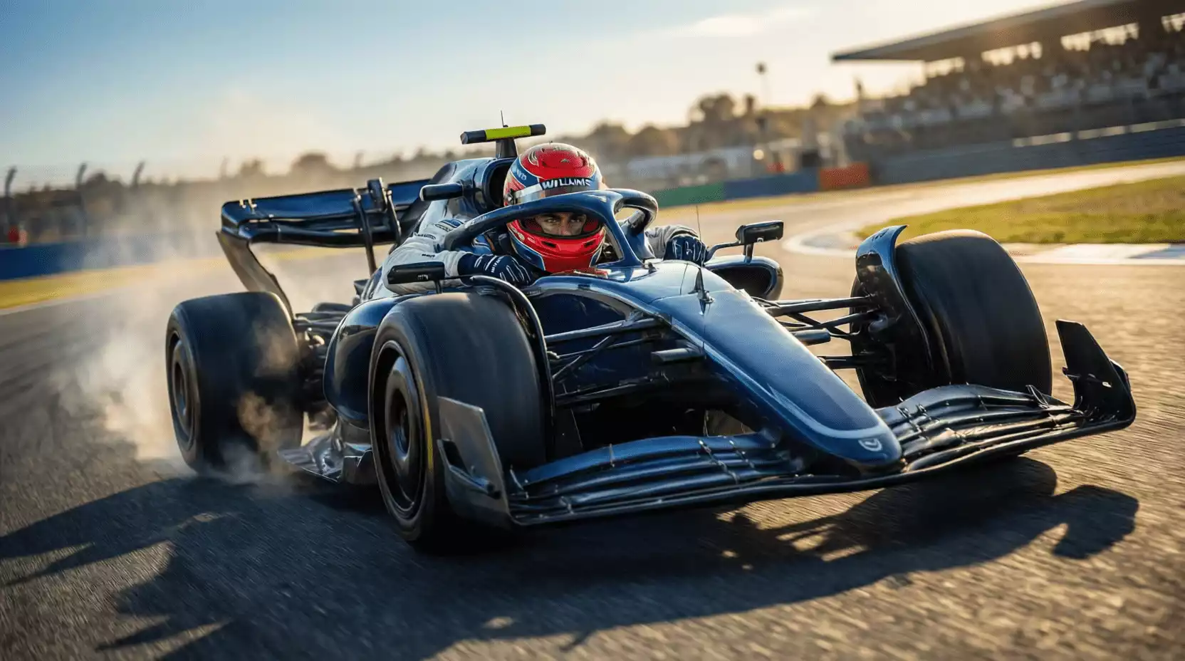 Carlos Sainz pilotando el Williams de Fórmula 1 en pista