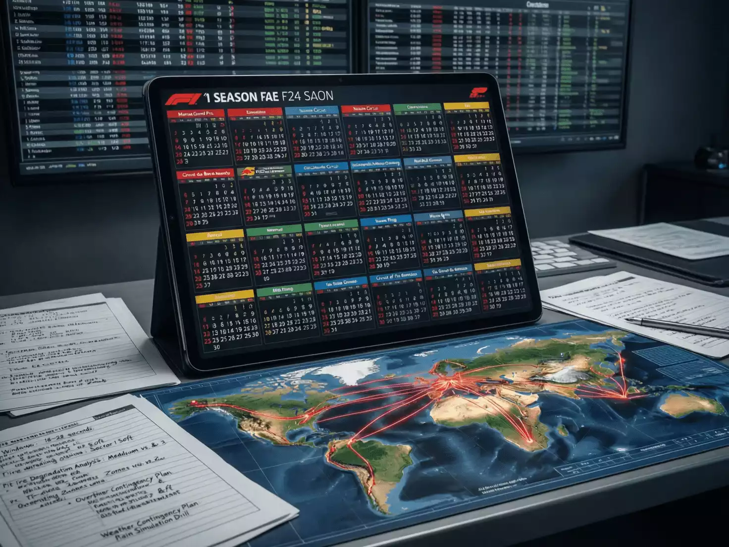 Calendario de temporada F1 con planificación de apuestas