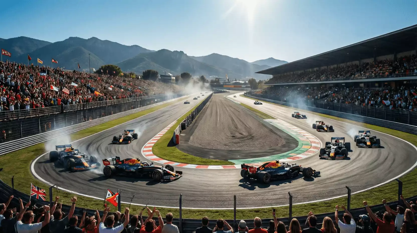 Vista panorámica del Circuit de Barcelona-Catalunya con las gradas llenas de aficionados