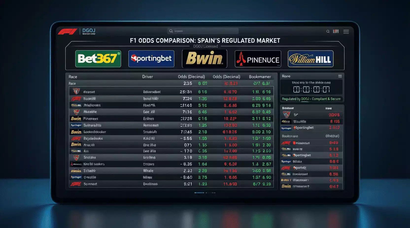 Comparativa de casas de apuestas legales en España para Fórmula 1